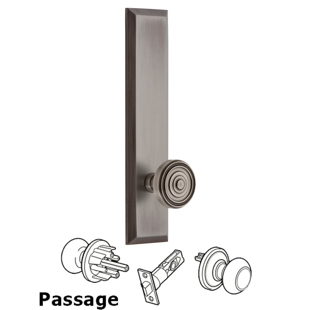 Passage Fifth Avenue Tall with Soleil Knob in Antique Pewter