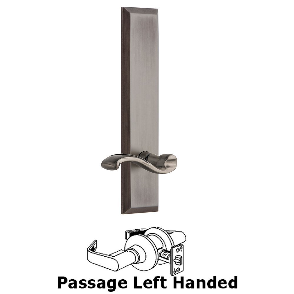Passage Fifth Avenue Tall with Portofino Left Handed Lever in Antique Pewter