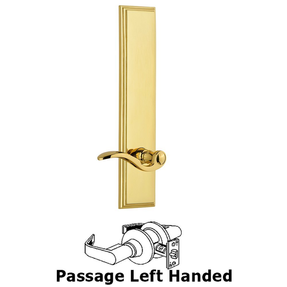 Passage Carre Tall Plate with Bellagio Left Handed Lever in Lifetime Brass