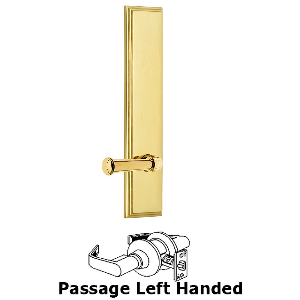 Passage Carre Tall Plate with Georgetown Left Handed Lever in Lifetime Brass