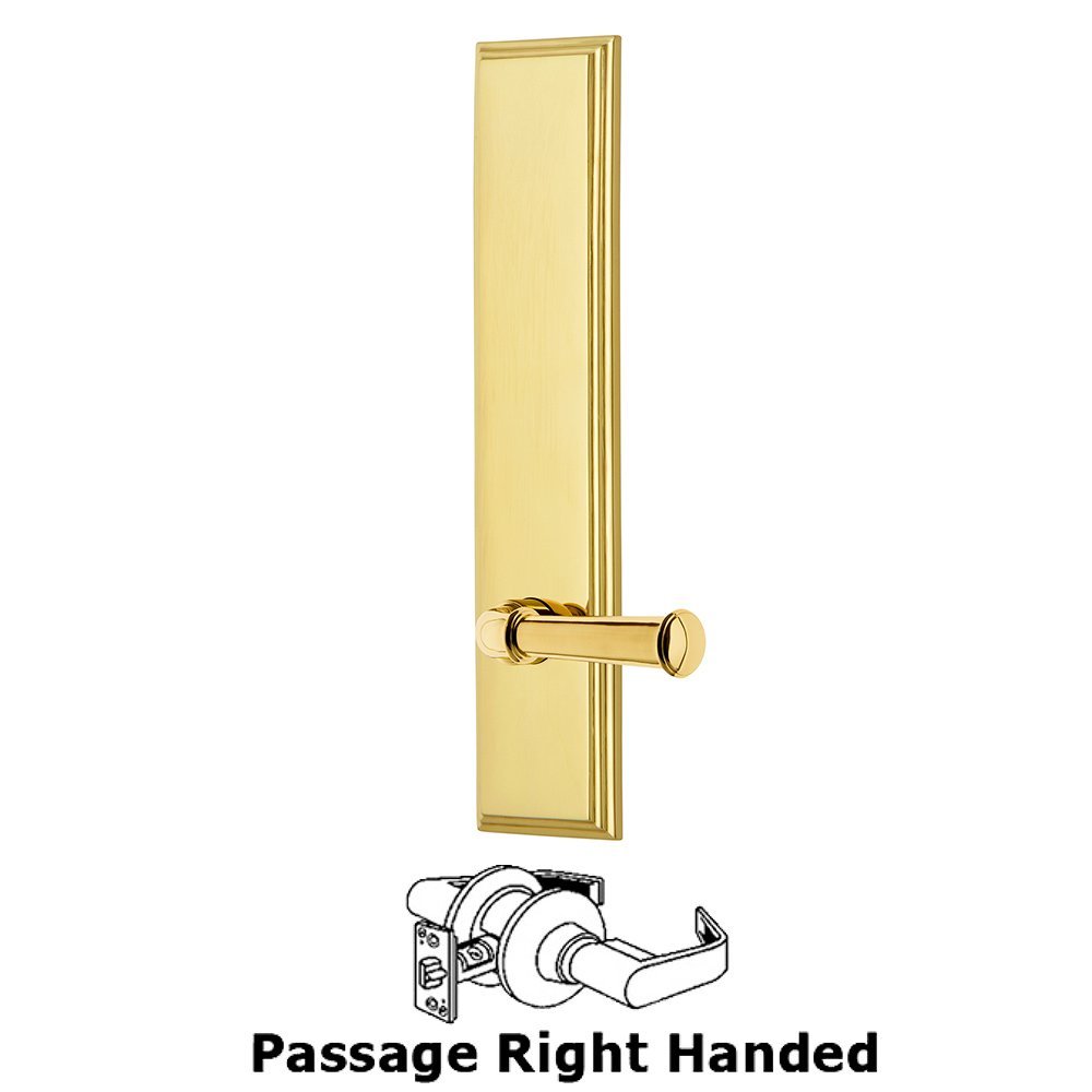 Passage Carre Tall Plate with Georgetown Right Handed Lever in Lifetime Brass