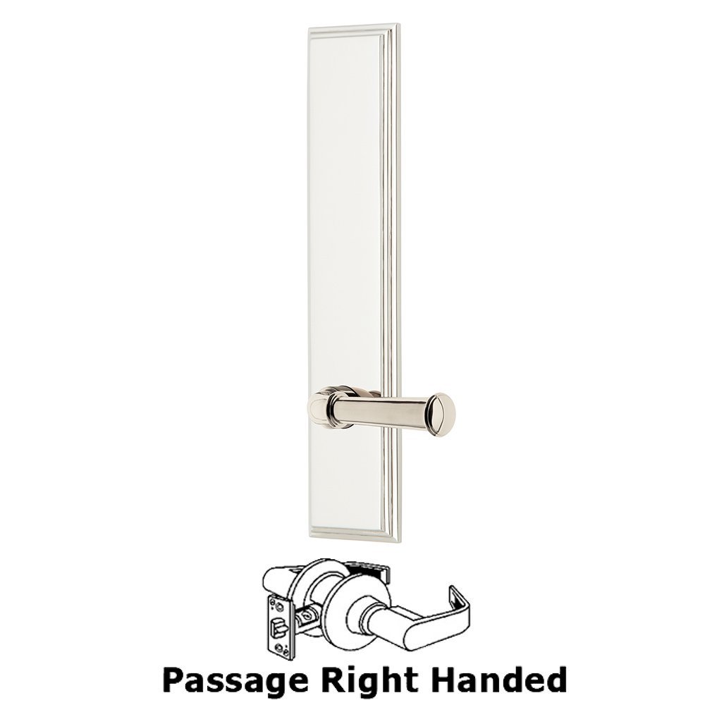 Passage Carre Tall Plate with Georgetown Right Handed Lever in Polished Nickel