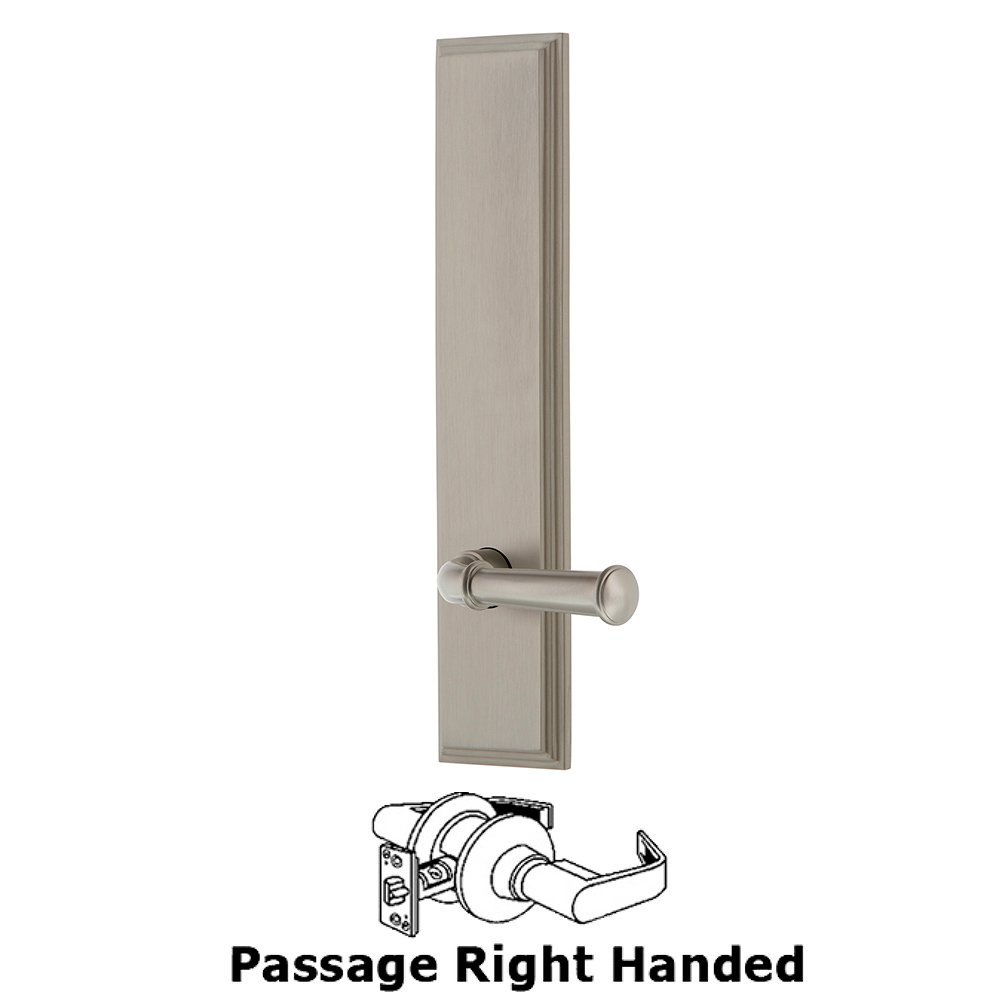 Passage Carre Tall Plate with Georgetown Right Handed Lever in Satin Nickel