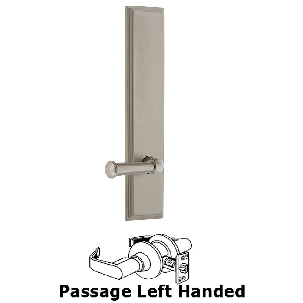 Passage Carre Tall Plate with Georgetown Left Handed Lever in Satin Nickel