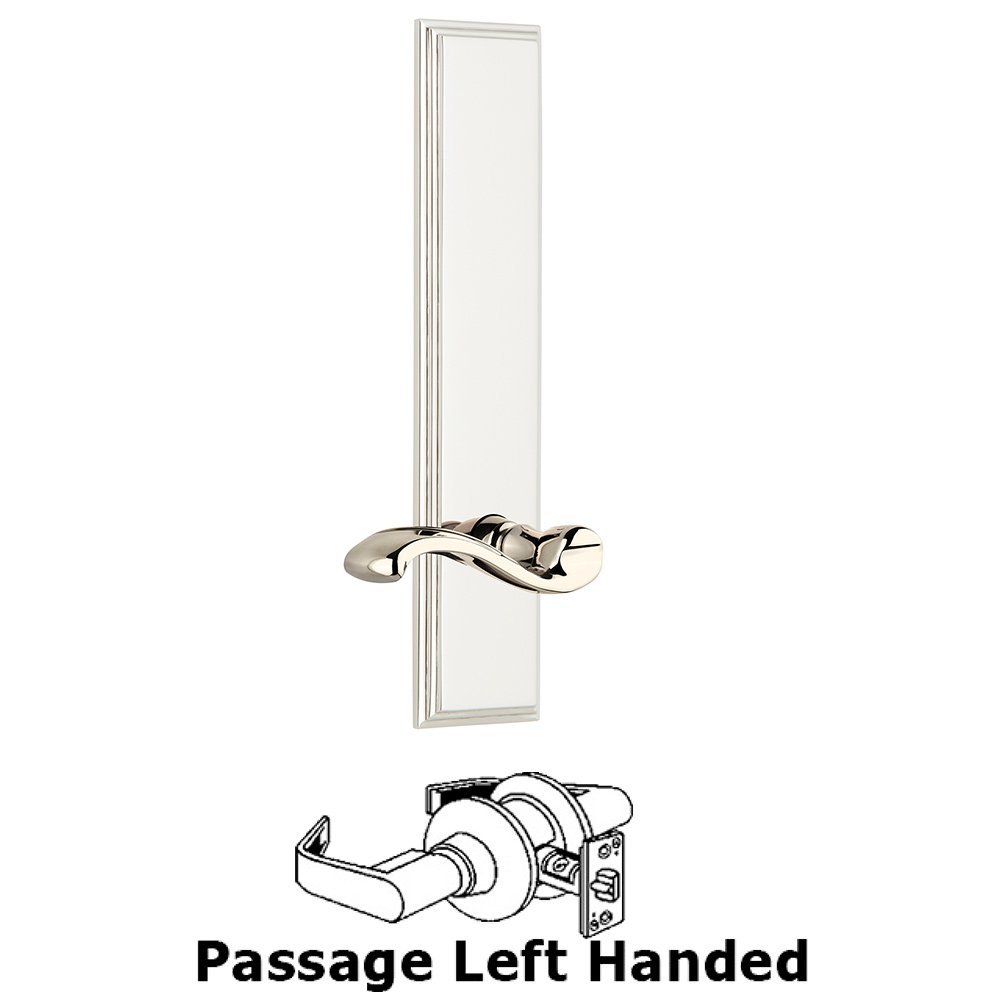 Passage Carre Tall Plate with Portofino Left Handed Lever in Polished Nickel