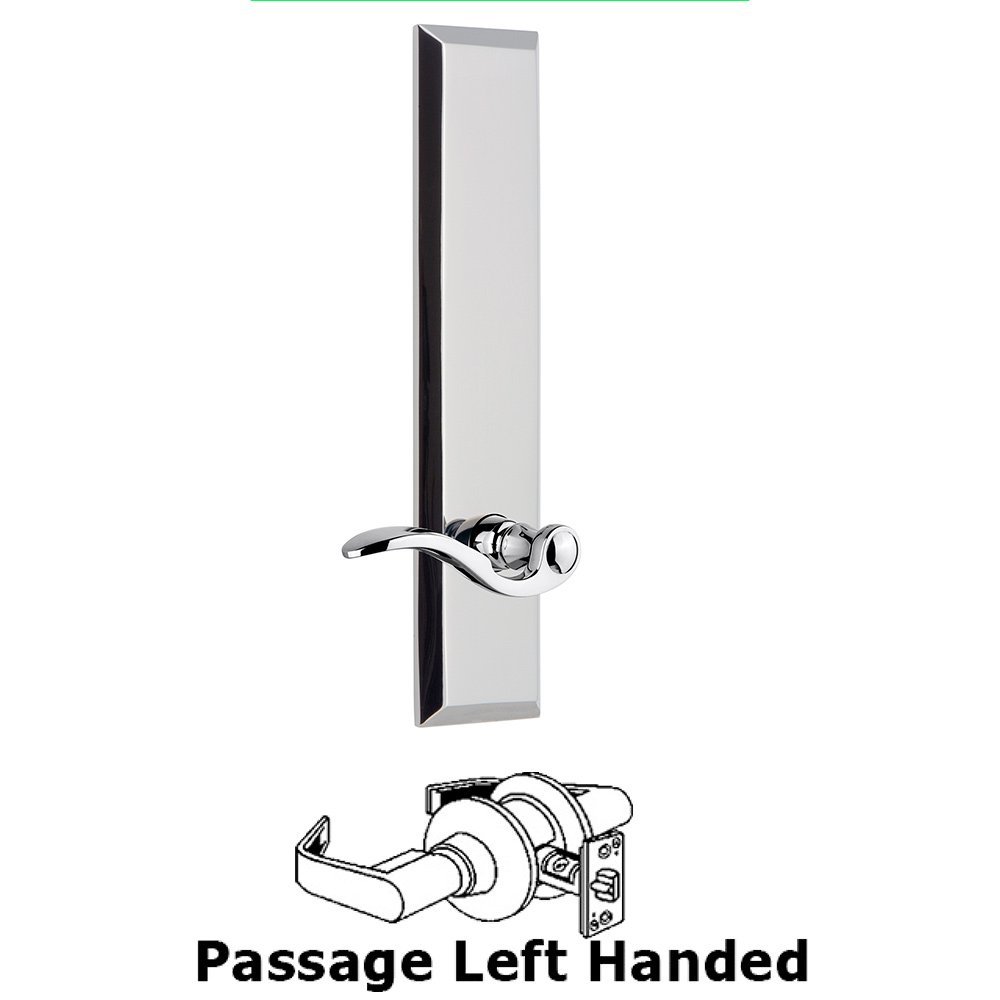 Passage Fifth Avenue Tall with Bellagio Left Handed Lever in Bright Chrome