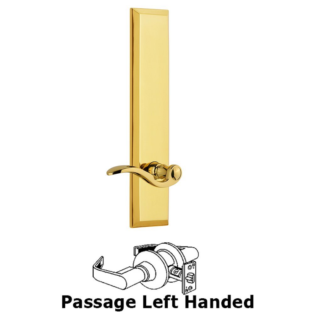 Passage Fifth Avenue Tall with Bellagio Left Handed Lever in Lifetime Brass