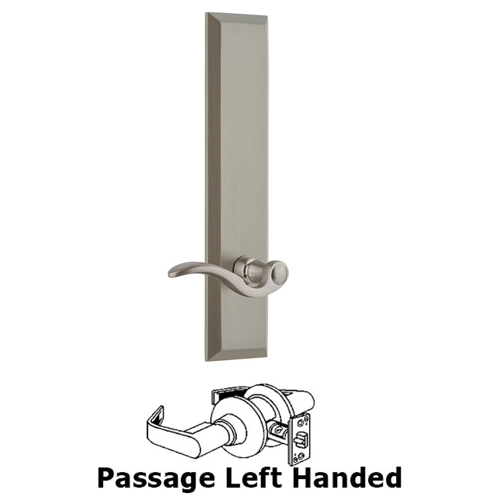 Passage Fifth Avenue Tall with Bellagio Left Handed Lever in Satin Nickel
