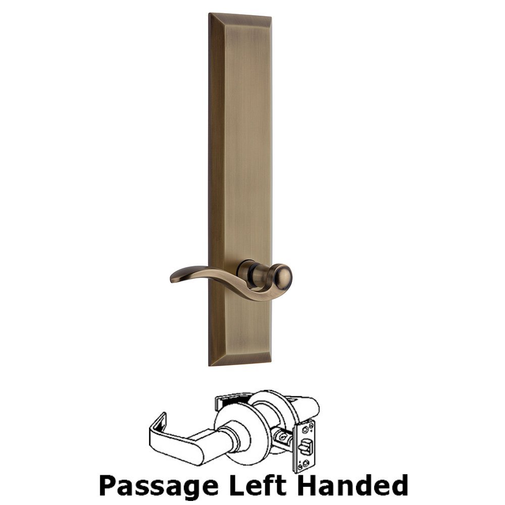 Passage Fifth Avenue Tall with Bellagio Left Handed Lever in Vintage Brass