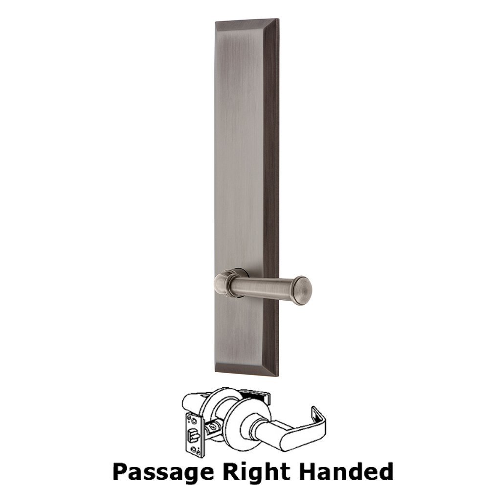 Passage Fifth Avenue Tall with Georgetown Right Handed Lever in Antique Pewter