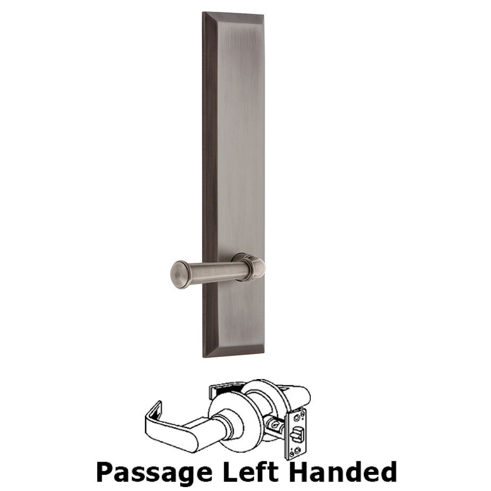 Passage Fifth Avenue Tall with Georgetown Left Handed Lever in Antique Pewter