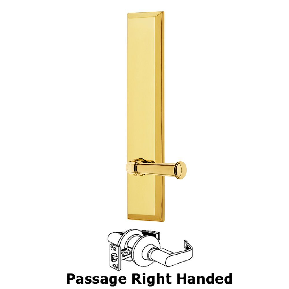 Passage Fifth Avenue Tall with Georgetown Right Handed Lever in Polished Brass