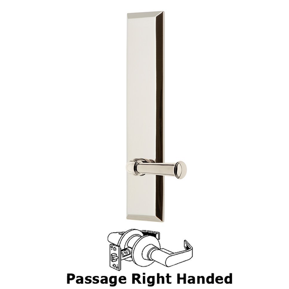 Passage Fifth Avenue Tall with Georgetown Right Handed Lever in Polished Nickel