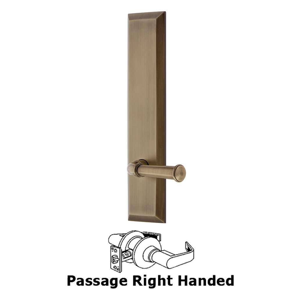 Passage Fifth Avenue Tall with Georgetown Right Handed Lever in Vintage Brass