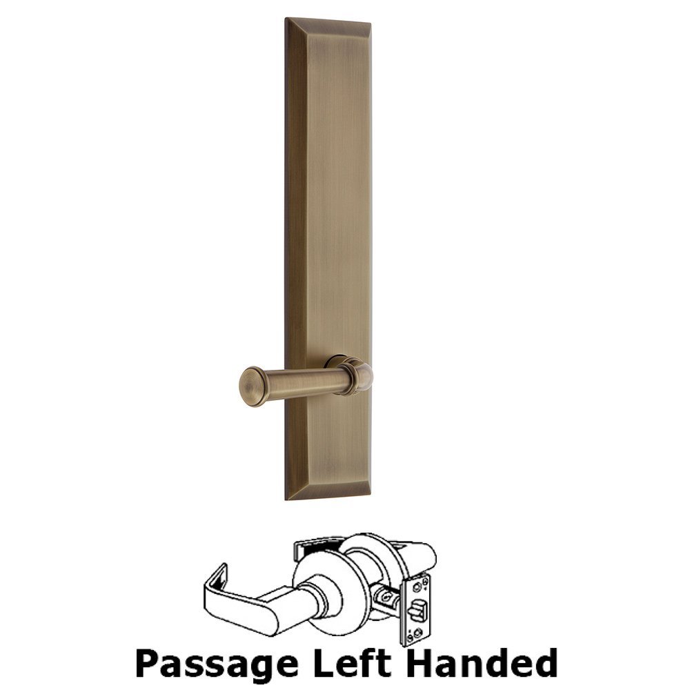 Passage Fifth Avenue Tall with Georgetown Left Handed Lever in Vintage Brass
