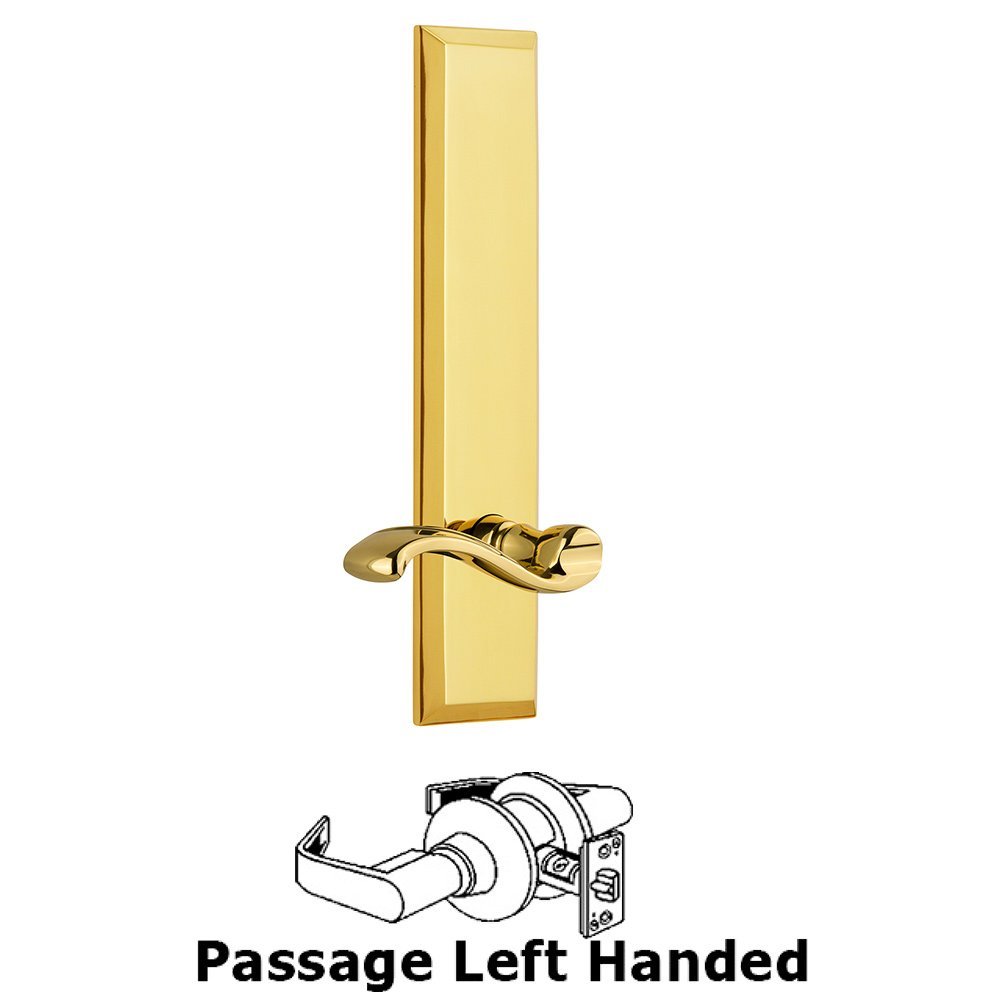 Passage Fifth Avenue Tall with Portofino Left Handed Lever in Lifetime Brass