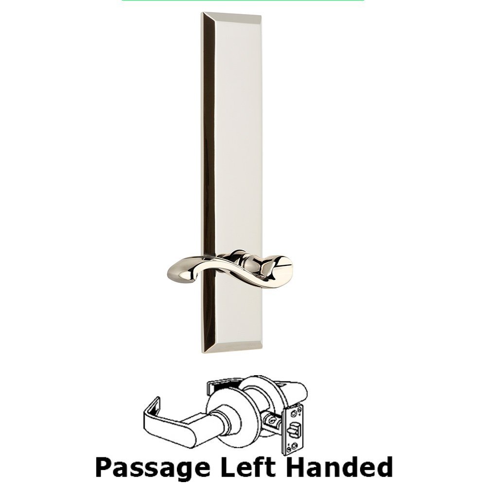 Passage Fifth Avenue Tall with Portofino Left Handed Lever in Polished Nickel