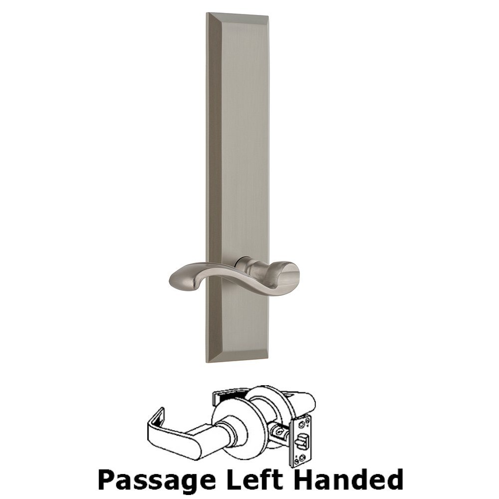 Passage Fifth Avenue Tall with Portofino Left Handed Lever in Satin Nickel