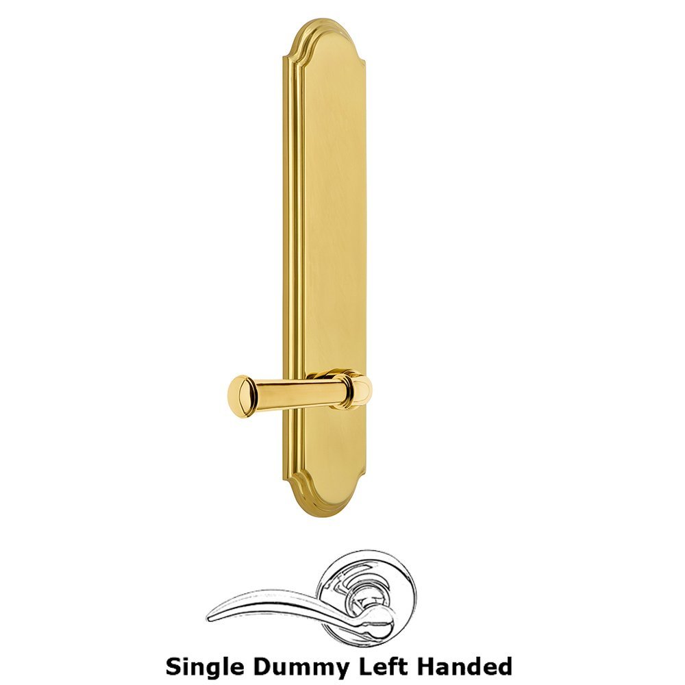 Tall Plate Dummy with Georgetown Left Handed Lever in Polished Brass