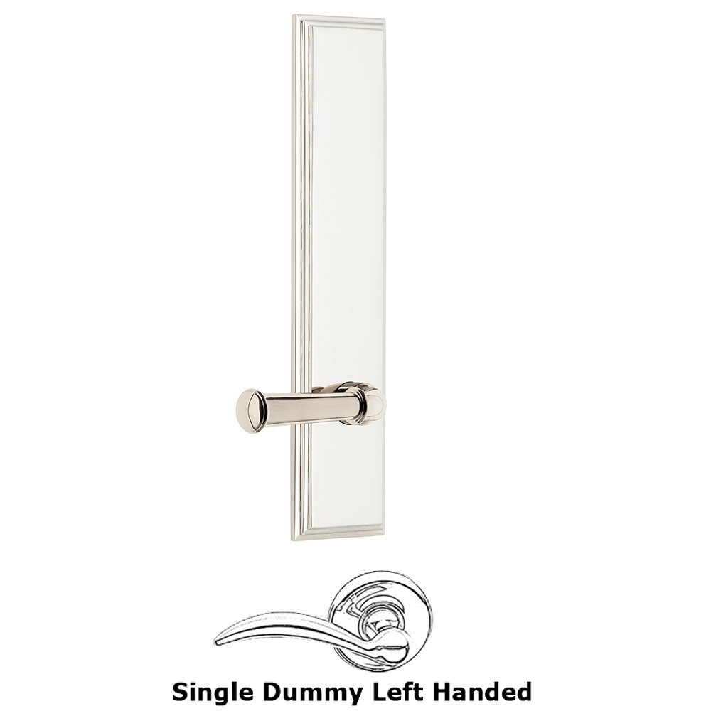 Dummy Carre Tall Plate with Georgetown Left Handed Lever in Polished Nickel