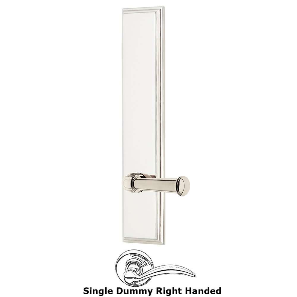 Dummy Carre Tall Plate with Georgetown Right Handed Lever in Polished Nickel