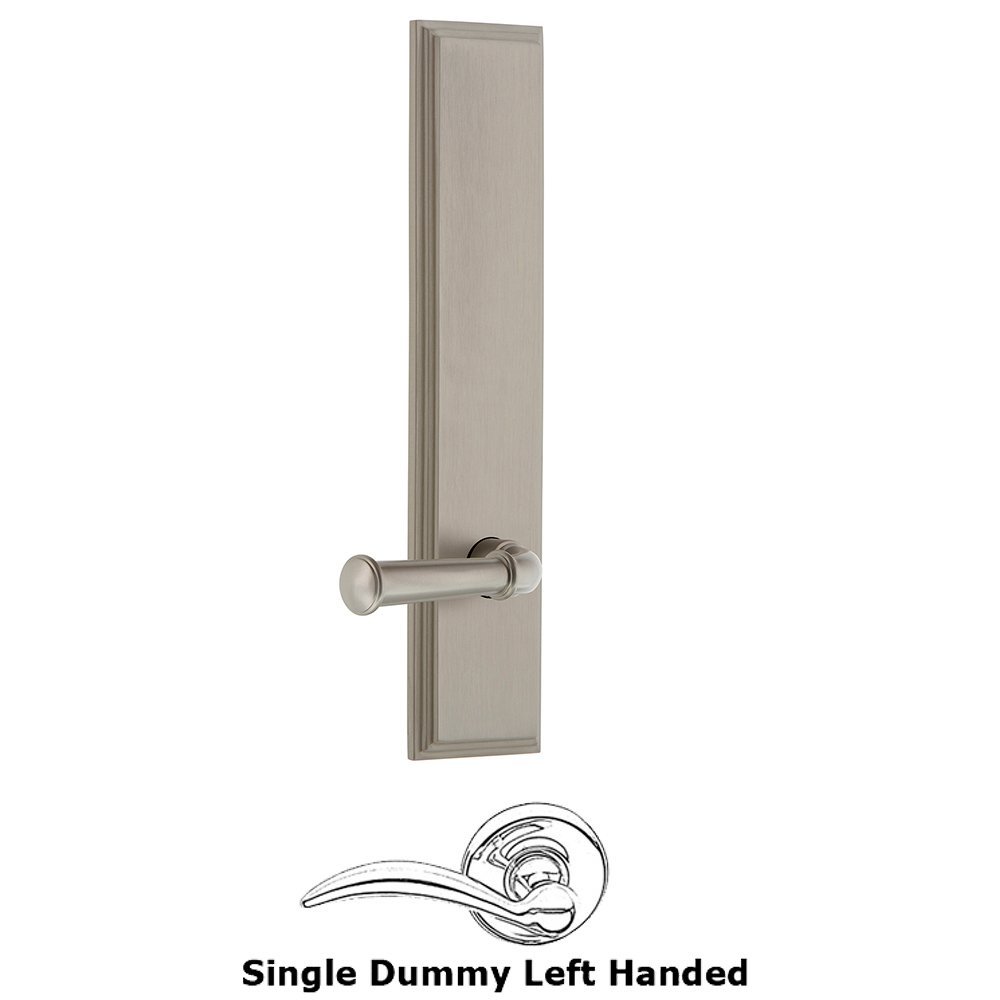 Dummy Carre Tall Plate with Georgetown Left Handed Lever in Satin Nickel