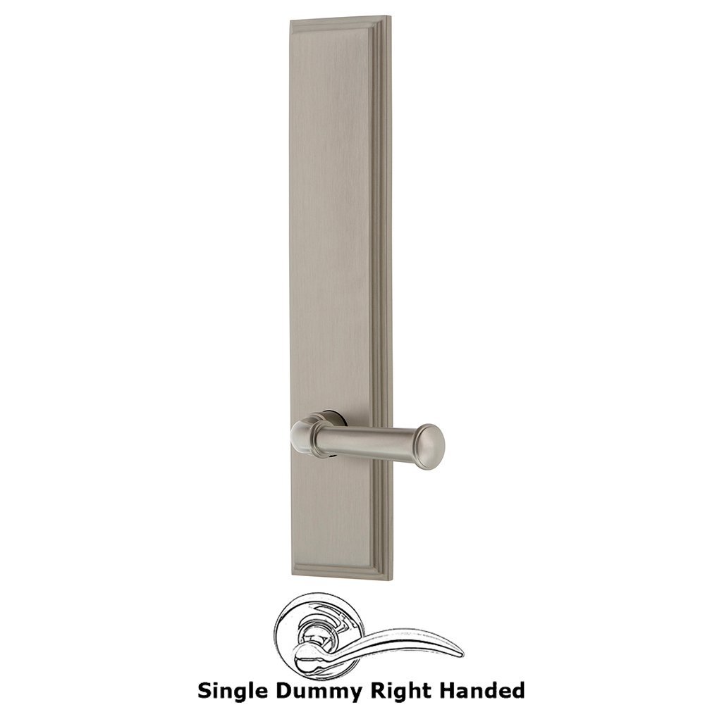 Dummy Carre Tall Plate with Georgetown Right Handed Lever in Satin Nickel