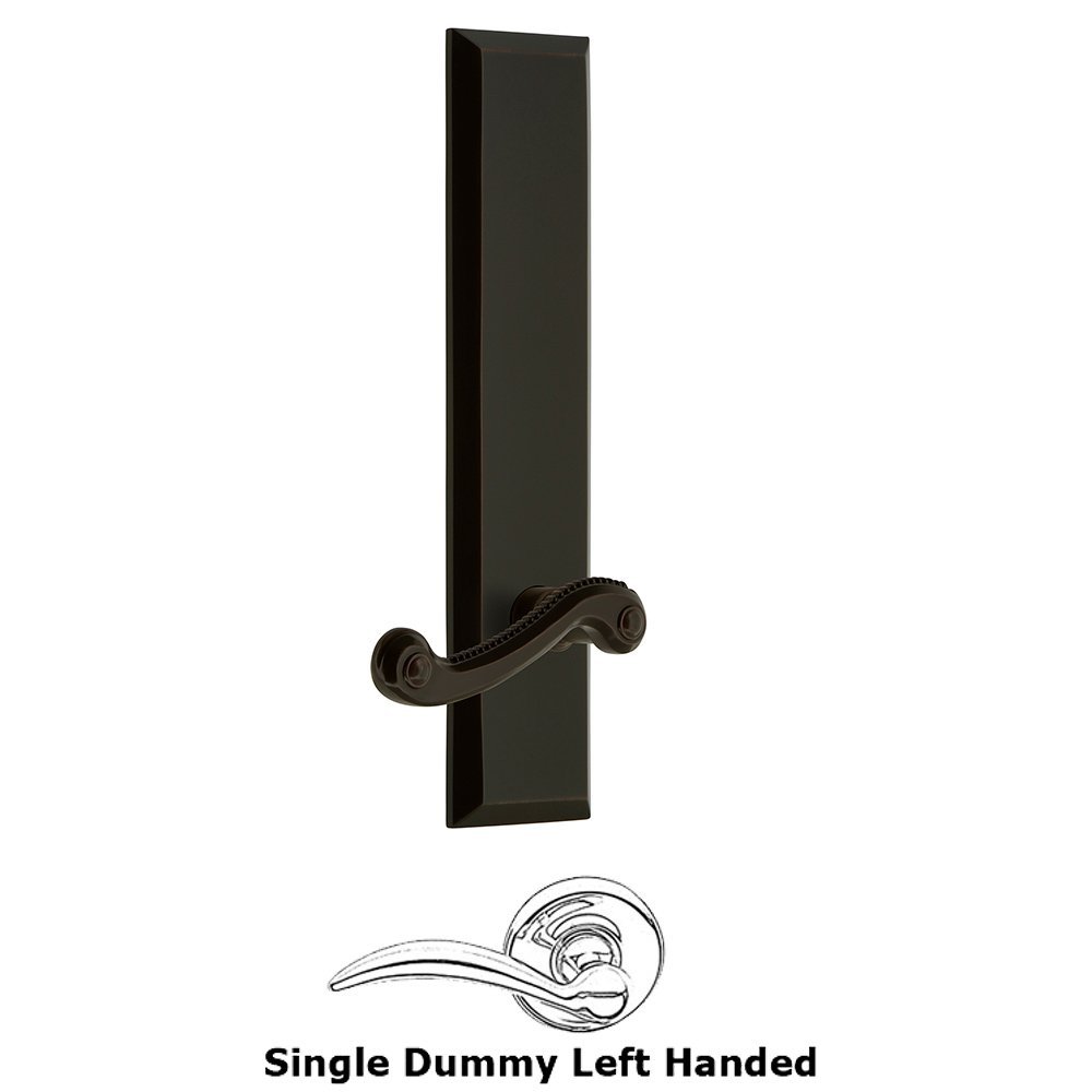 Single Dummy Fifth Avenue Tall Plate with Newport Left Handed Lever in Timeless Bronze