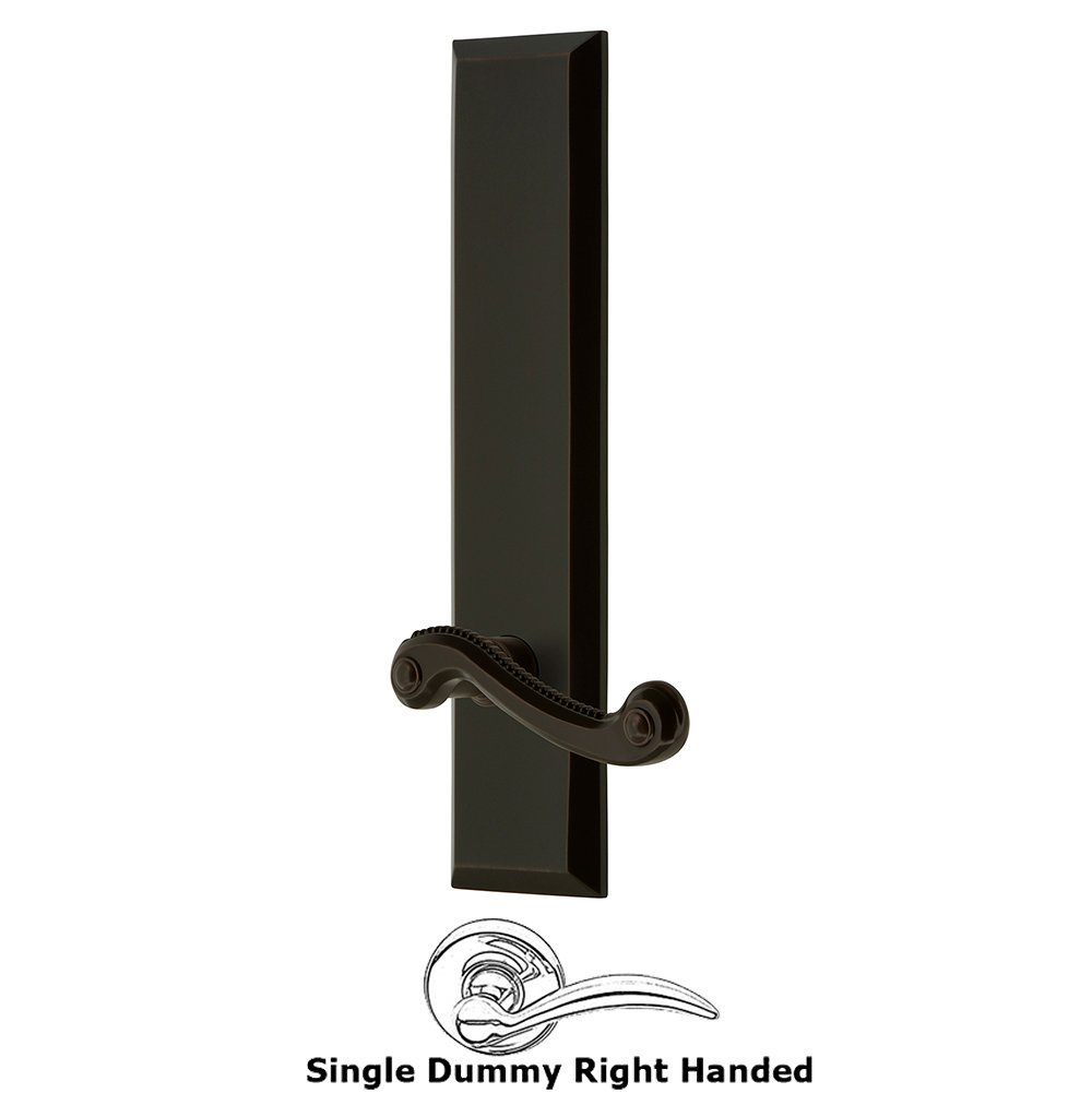 Single Dummy Fifth Avenue Tall Plate with Newport Right Handed Lever in Timeless Bronze