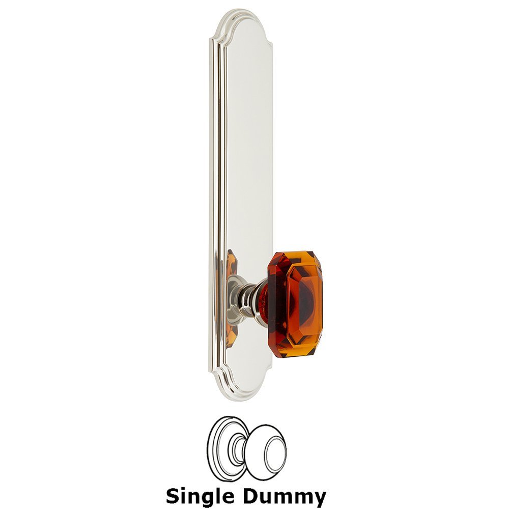 Tall Plate Dummy with Baguette Amber Knob in Polished Nickel