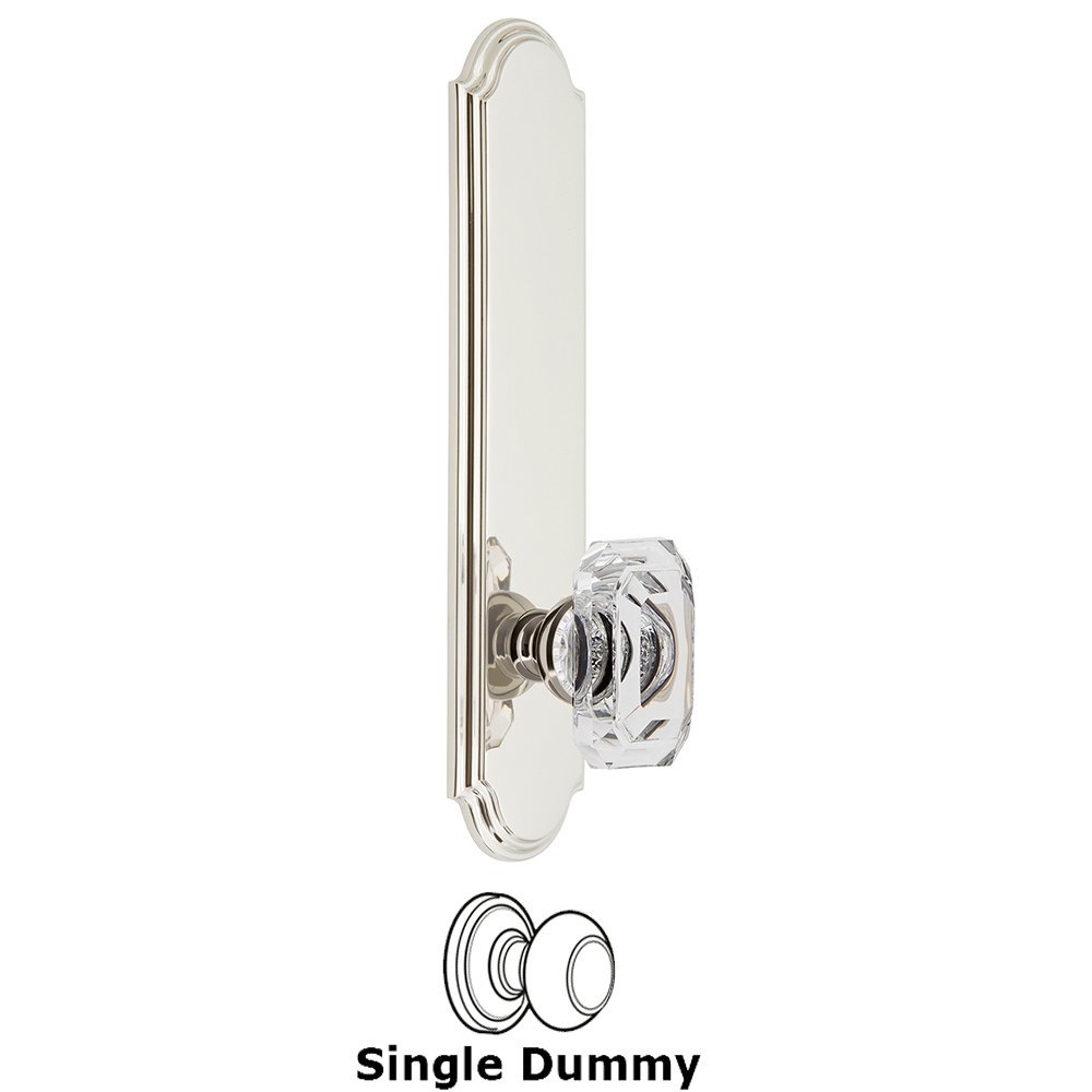 Tall Plate Dummy with Baguette Clear Crystal Knob in Polished Nickel