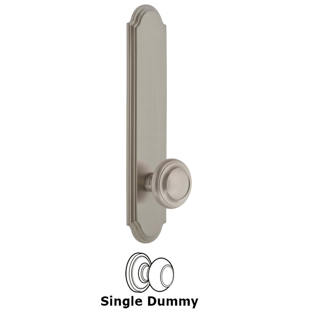 Tall Plate Dummy with Circulaire Knob in Satin Nickel