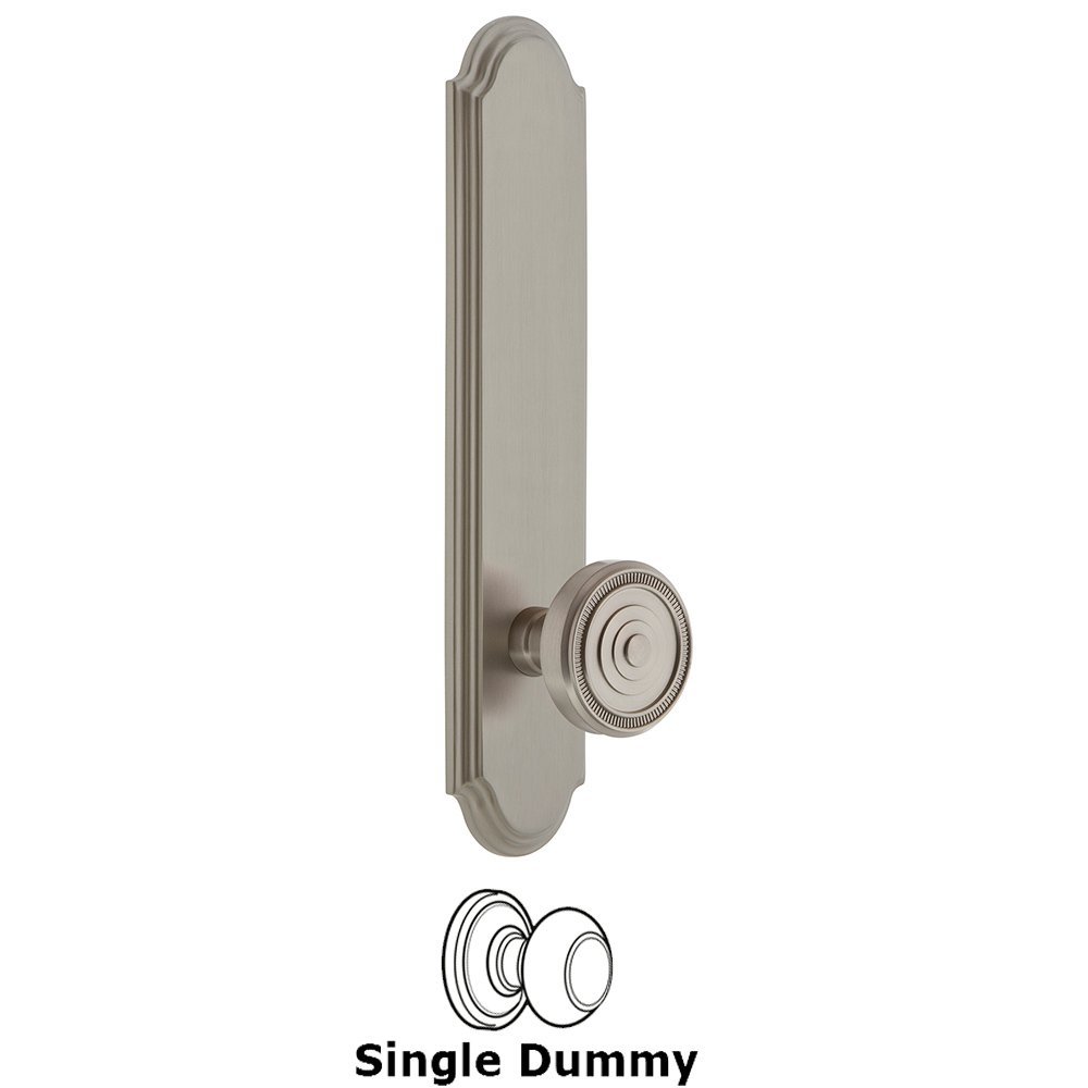 Tall Plate Dummy with Soleil Knob in Satin Nickel