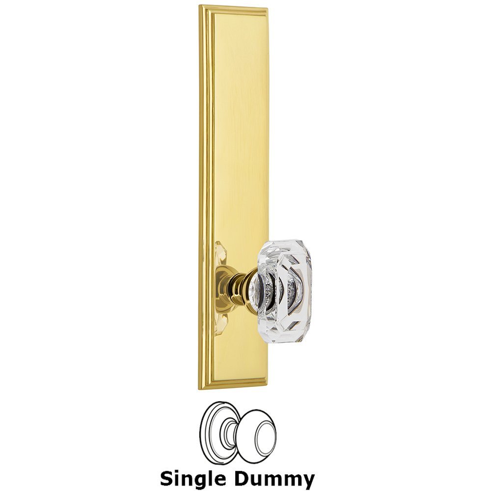 Dummy Carre Tall Plate with Baguette Clear Crystal Knob in Polished Brass