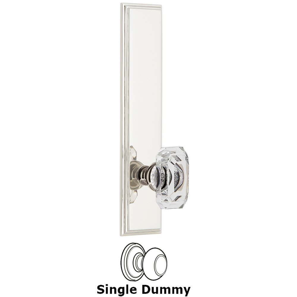 Dummy Carre Tall Plate with Baguette Clear Crystal Knob in Polished Nickel