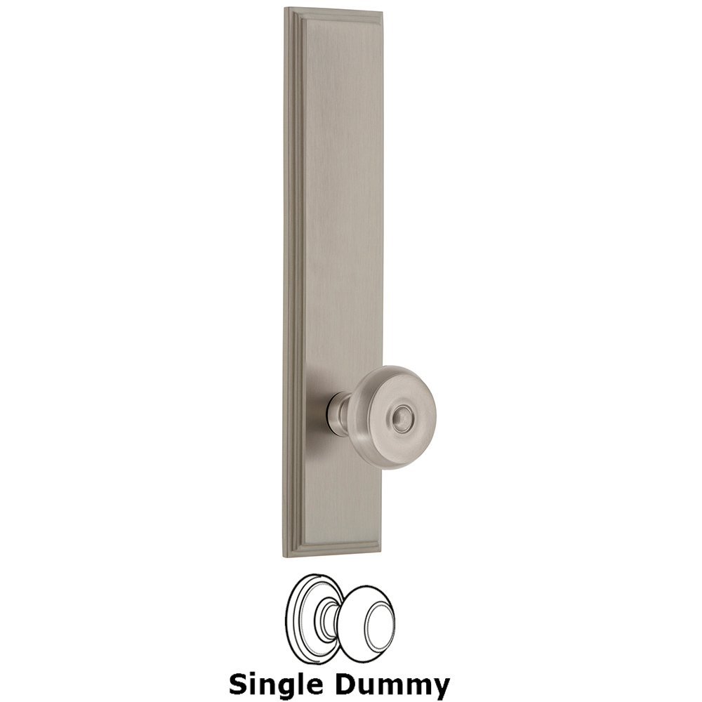 Dummy Carre Tall Plate with Bouton Knob in Satin Nickel