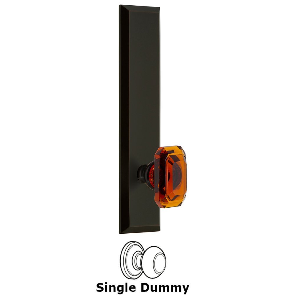 Single Dummy Fifth Avenue Tall Plate with Baguette Amber Knob in Timeless Bronze