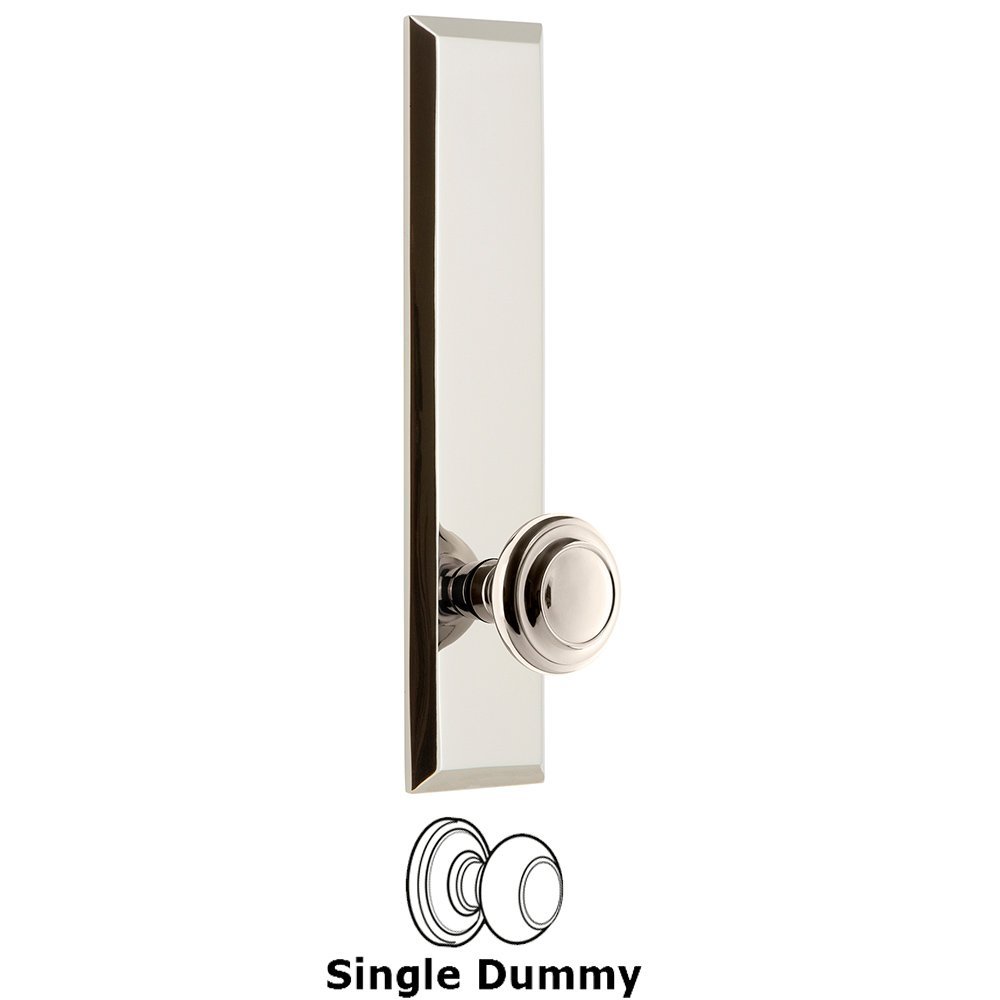 Single Dummy Fifth Avenue Tall Plate with Circulaire Knob in Polished Nickel