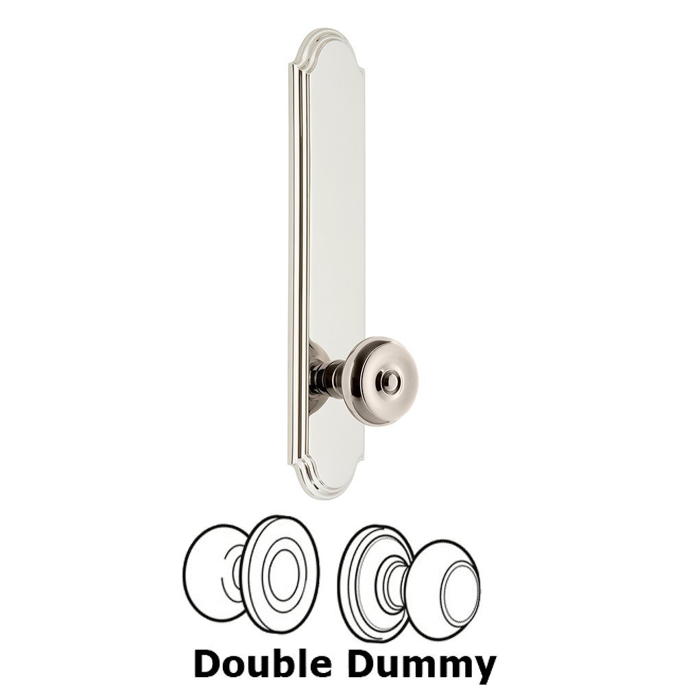 Tall Plate Double Dummy with Bouton Knob in Polished Nickel
