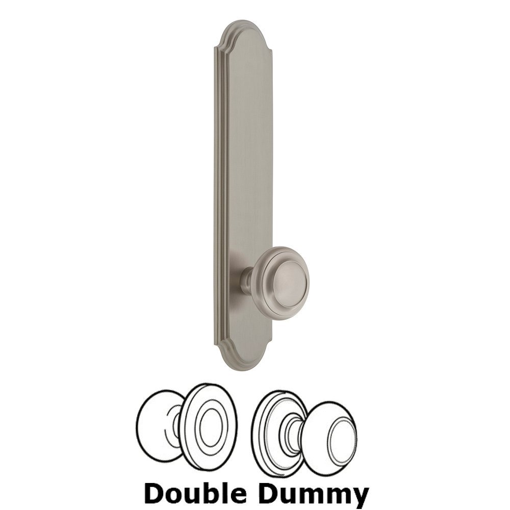 Tall Plate Double Dummy with Circulaire Knob in Satin Nickel