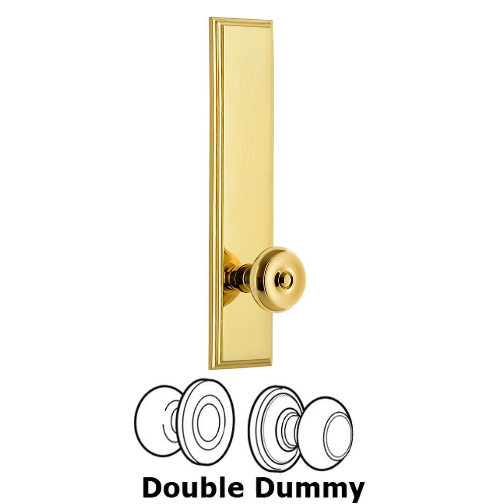 Double Dummy Carre Tall Plate with Bouton Knob in Lifetime Brass