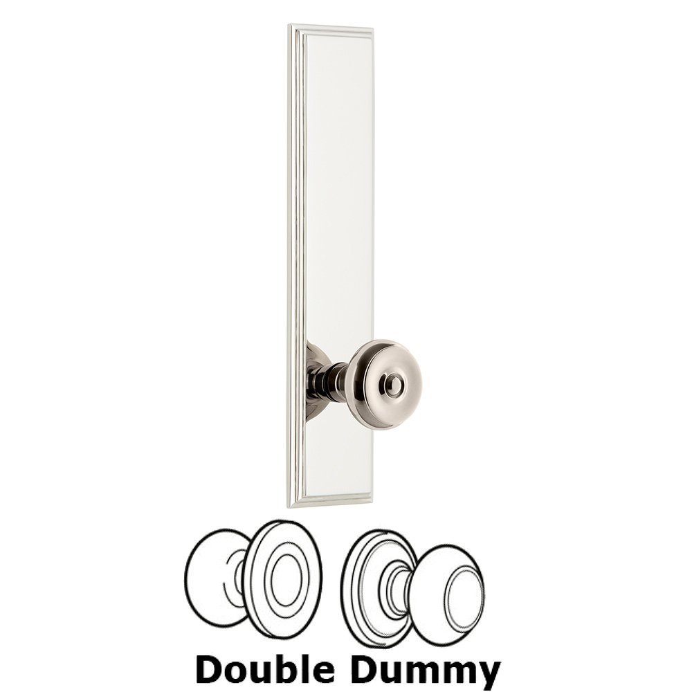 Double Dummy Carre Tall Plate with Bouton Knob in Polished Nickel