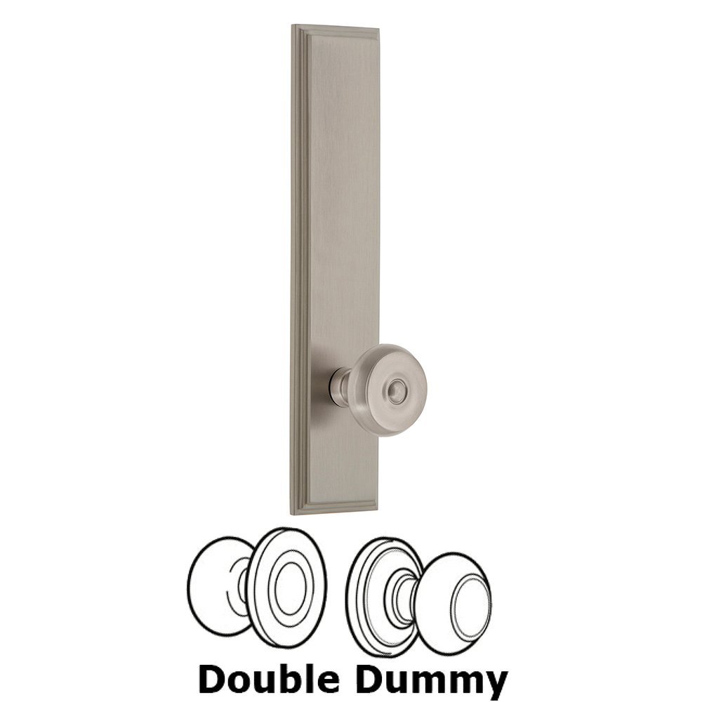 Double Dummy Carre Tall Plate with Bouton Knob in Satin Nickel
