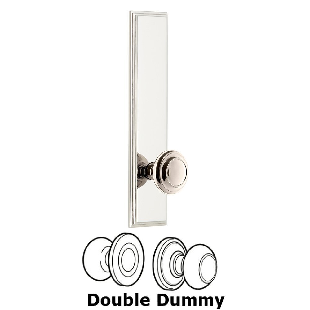 Double Dummy Carre Tall Plate with Circulaire Knob in Polished Nickel