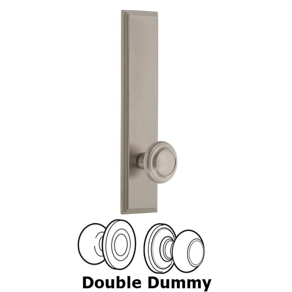 Double Dummy Carre Tall Plate with Circulaire Knob in Satin Nickel