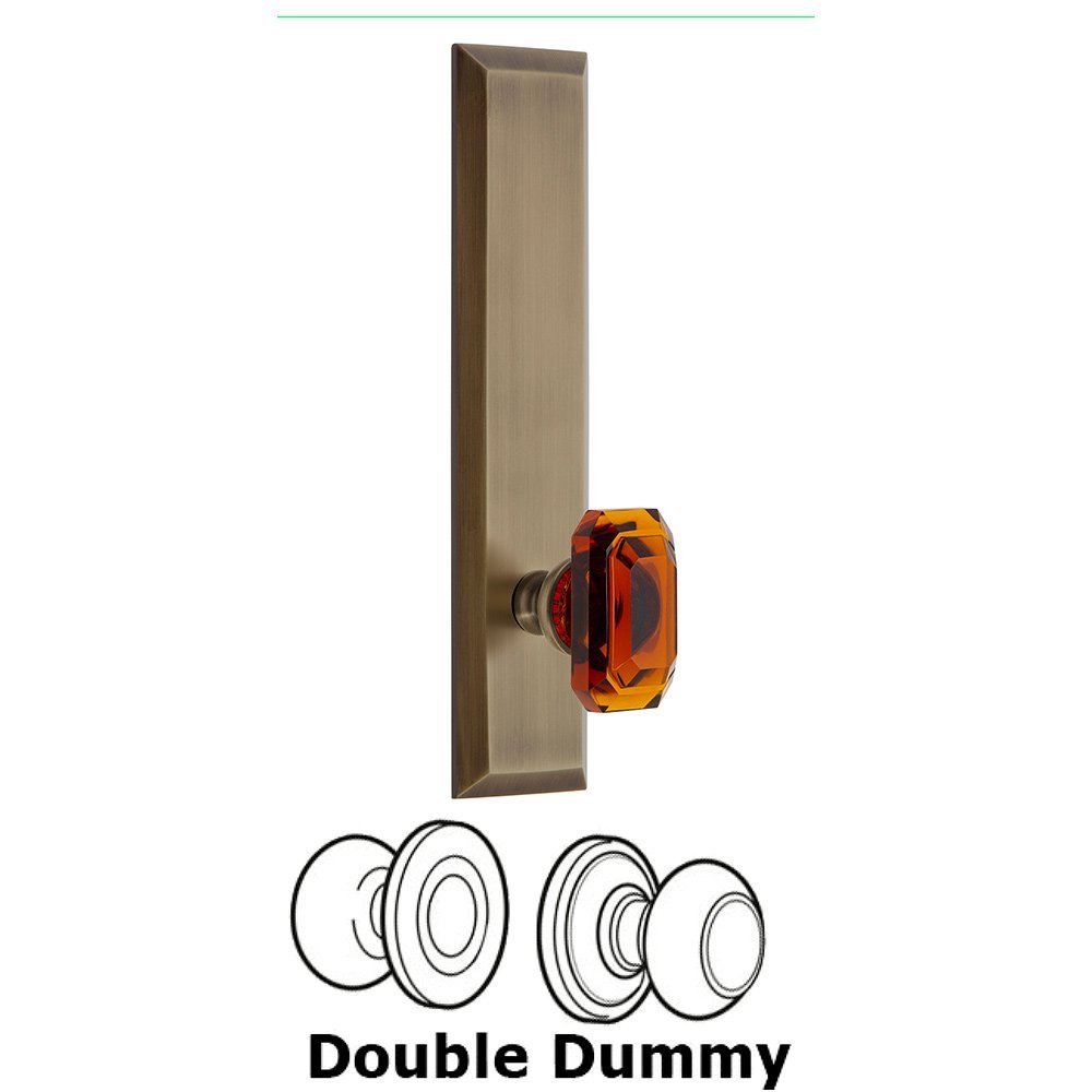 Double Dummy Fifth Avenue Tall with Baguette Amber Knob in Vintage Brass