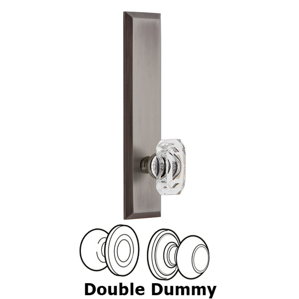 Double Dummy Fifth Avenue Tall with Baguette Clear Crystal Knob in Antique Pewter
