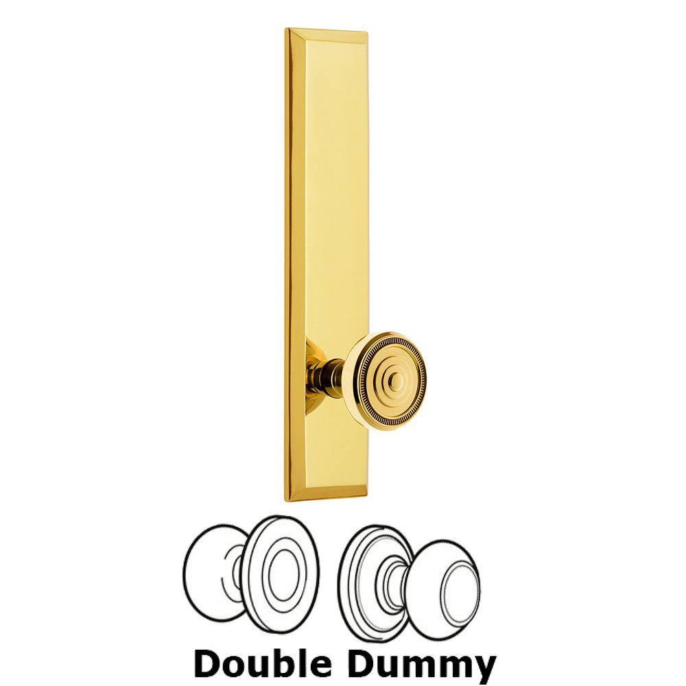 Double Dummy Fifth Avenue Tall with Soleil Knob in Polished Brass