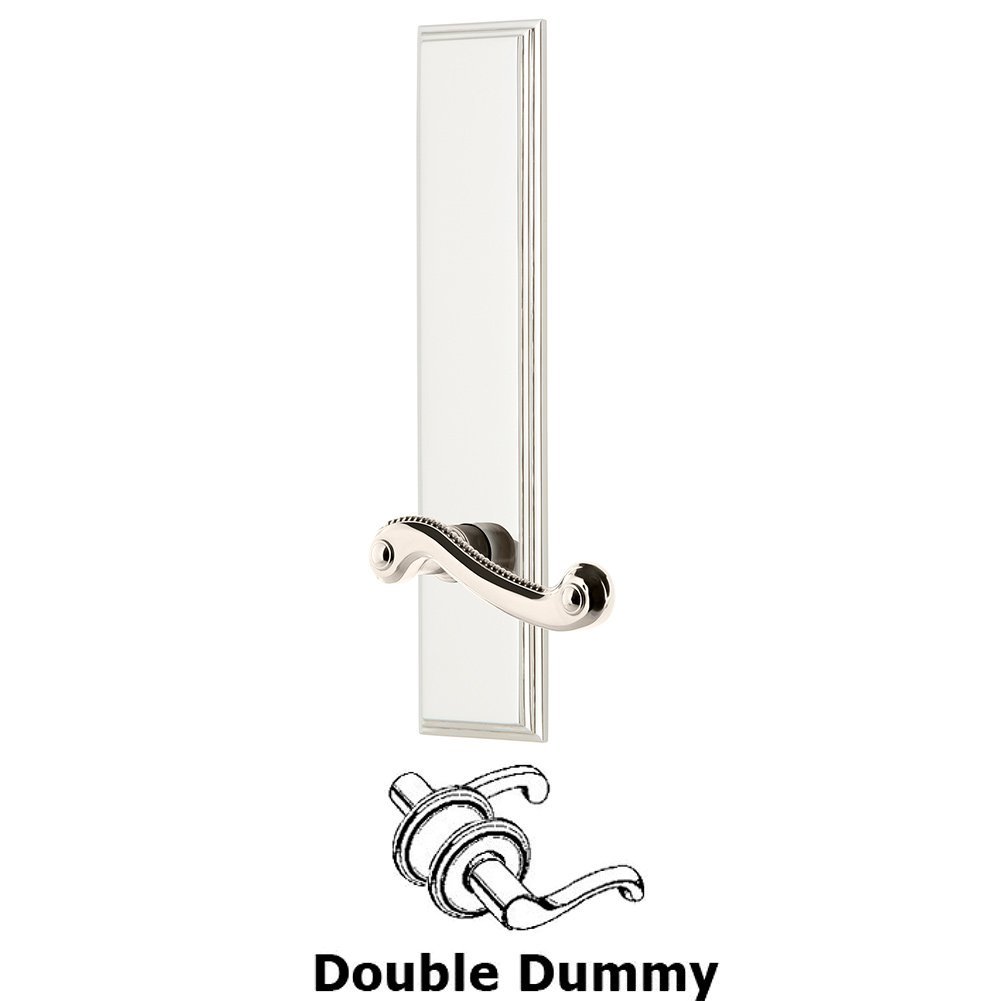Double Dummy Carre Tall Plate with Newport Lever in Polished Nickel