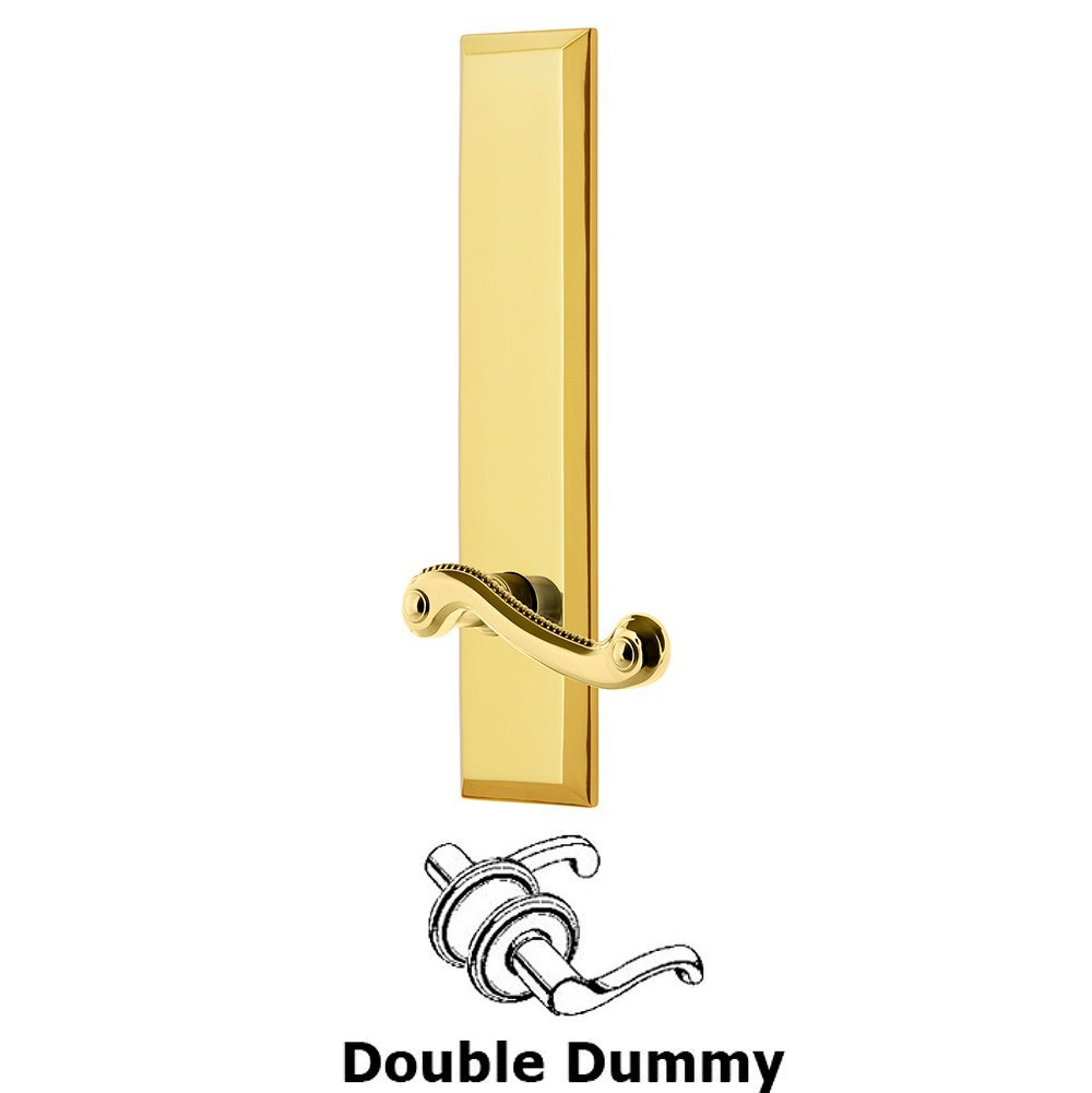 Double Dummy Fifth Avenue Tall with Newport Right Handed Lever in Lifetime Brass